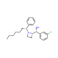 CCCCCC[C@H](c1ccccc1)N1CC[C@H]1[C@H](N)c1cccc(Cl)c1 ZINC000022941646