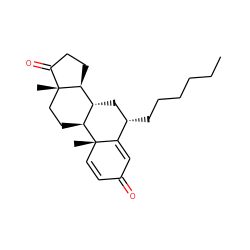 CCCCCC[C@H]1C[C@@H]2[C@H](CC[C@]3(C)C(=O)CC[C@@H]23)[C@@]2(C)C=CC(=O)C=C12 ZINC000013746833