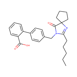 CCCCCC1=NC2(CCCC2)C(=O)N1Cc1ccc(-c2ccccc2C(=O)O)cc1 ZINC000013833587