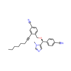 CCCCCCC#Cc1cc(C#N)ccc1CO[C@@H](c1ccc(C#N)cc1)c1cncn1C ZINC000036330334