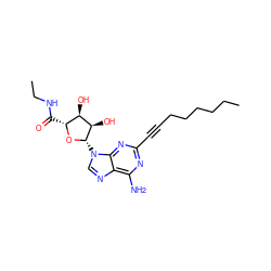 CCCCCCC#Cc1nc(N)c2ncn([C@@H]3O[C@H](C(=O)NCC)[C@@H](O)[C@H]3O)c2n1 ZINC000012405405