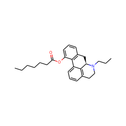 CCCCCCC(=O)Oc1cccc2c1-c1cccc3c1[C@@H](C2)N(CCC)CC3 ZINC000040918552