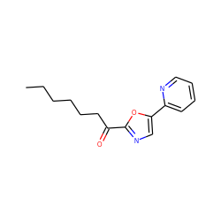 CCCCCCC(=O)c1ncc(-c2ccccn2)o1 ZINC000013611909