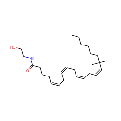 CCCCCCC(C)(C)/C=C\C/C=C\C/C=C\C/C=C\CCCC(=O)NCCO ZINC000013679520