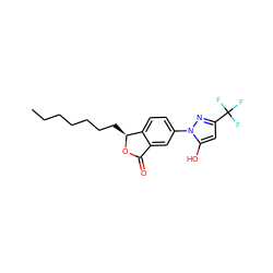 CCCCCCC[C@@H]1OC(=O)c2cc(-n3nc(C(F)(F)F)cc3O)ccc21 ZINC001772640632