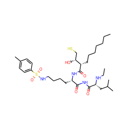 CCCCCCC[C@H](C(=O)N[C@@H](CCCCNS(=O)(=O)c1ccc(C)cc1)C(=O)NC(=O)[C@@H](CC(C)C)NCC)[C@H](O)CS ZINC000034801650