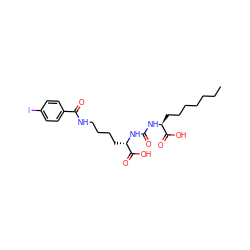 CCCCCCC[C@H](NC(=O)N[C@@H](CCCCNC(=O)c1ccc(I)cc1)C(=O)O)C(=O)O ZINC000073197611