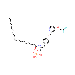 CCCCCCCC/C=C\CCCCCCCC(=O)N[C@@H](COP(=O)(O)O)Cc1ccc(OCc2cc(OCC(F)(F)F)ccn2)cc1 ZINC000049933052