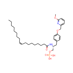 CCCCCCCC/C=C\CCCCCCCC(=O)N[C@@H](COP(=O)(O)O)Cc1ccc(OCc2cccc(OC)n2)cc1 ZINC000036178956