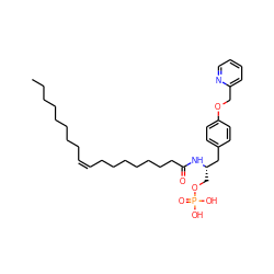 CCCCCCCC/C=C\CCCCCCCC(=O)N[C@@H](COP(=O)(O)O)Cc1ccc(OCc2ccccn2)cc1 ZINC000036178877