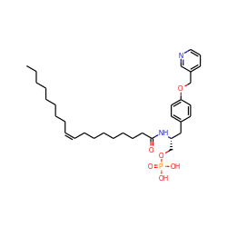 CCCCCCCC/C=C\CCCCCCCC(=O)N[C@@H](COP(=O)(O)O)Cc1ccc(OCc2cccnc2)cc1 ZINC000036178953