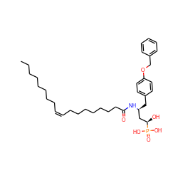 CCCCCCCC/C=C\CCCCCCCC(=O)N[C@@H](Cc1ccc(OCc2ccccc2)cc1)C[C@@H](O)P(=O)(O)O ZINC000014166990