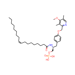 CCCCCCCC/C=C\CCCCCCCC(=O)N[C@H](COP(=O)(O)O)Cc1ccc(OCc2ncc(C)c(OC)c2C)cc1 ZINC000049933025