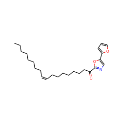 CCCCCCCC/C=C\CCCCCCCC(=O)c1ncc(-c2ccco2)o1 ZINC000034803488