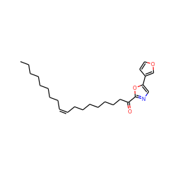 CCCCCCCC/C=C\CCCCCCCC(=O)c1ncc(-c2ccoc2)o1 ZINC000034803467