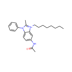 CCCCCCCC[n+]1c(C)n(-c2ccccc2)c2ccc(NC(C)=O)cc21 ZINC000001881849