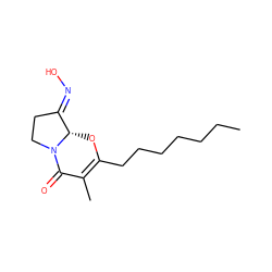 CCCCCCCC1=C(C)C(=O)N2CC/C(=N\O)[C@@H]2O1 ZINC000103293355