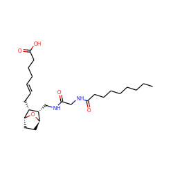 CCCCCCCCC(=O)NCC(=O)NC[C@@H]1[C@H]2CC[C@@H](O2)[C@@H]1C/C=C/CCCC(=O)O ZINC000169359417