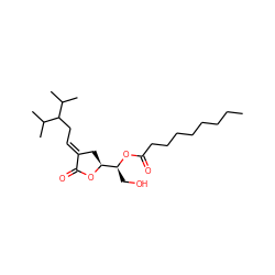 CCCCCCCCC(=O)O[C@@H](CO)[C@@H]1C/C(=C\CC(C(C)C)C(C)C)C(=O)O1 ZINC000034800415