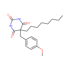 CCCCCCCCC1(Cc2ccc(OC)cc2)C(=O)NC(=O)NC1=O ZINC000095563222