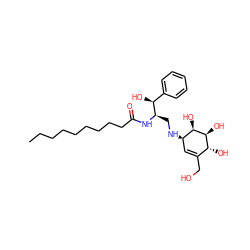 CCCCCCCCCC(=O)N[C@H](CN[C@@H]1C=C(CO)[C@@H](O)[C@H](O)[C@@H]1O)[C@@H](O)c1ccccc1 ZINC000036159153