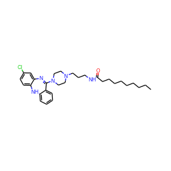 CCCCCCCCCC(=O)NCCCN1CCN(C2=Nc3cc(Cl)ccc3Nc3ccccc32)CC1 ZINC000084596580