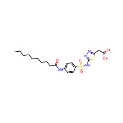 CCCCCCCCCC(=O)Nc1ccc(S(=O)(=O)Nc2nnc(CC(=O)O)s2)cc1 ZINC000066078210