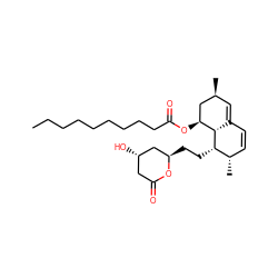 CCCCCCCCCC(=O)O[C@H]1C[C@@H](C)C=C2C=C[C@H](C)[C@H](CC[C@@H]3C[C@@H](O)CC(=O)O3)[C@@H]21 ZINC000036243027