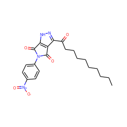 CCCCCCCCCC(=O)c1n[nH]c2c1C(=O)N(c1ccc([N+](=O)[O-])cc1)C2=O ZINC000049783752