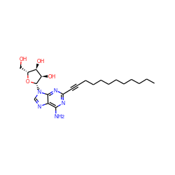 CCCCCCCCCCC#Cc1nc(N)c2ncn([C@@H]3O[C@H](CO)[C@@H](O)[C@H]3O)c2n1 ZINC000012405272