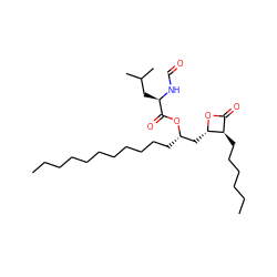 CCCCCCCCCCC[C@@H](C[C@@H]1OC(=O)[C@H]1CCCCCC)OC(=O)[C@@H](CC(C)C)NC=O ZINC000008101161