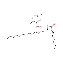CCCCCCCCCCC[C@@H](C[C@@H]1OC(=O)[C@H]1CCCCCC)OC(=O)[C@@H](NC(C)=O)C(C)C ZINC000042887962