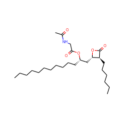 CCCCCCCCCCC[C@@H](C[C@@H]1OC(=O)[C@H]1CCCCCC)OC(=O)CNC(C)=O ZINC000044361090