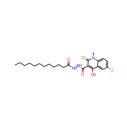 CCCCCCCCCCCC(=O)NNC(=O)c1c(O)c2cc(Cl)ccc2n(C)c1=O ZINC000205283695