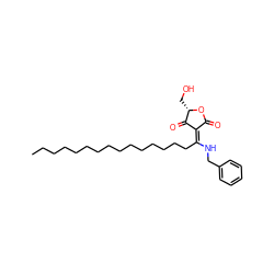 CCCCCCCCCCCCCCC/C(NCc1ccccc1)=C1/C(=O)O[C@@H](CO)C1=O ZINC000101515033