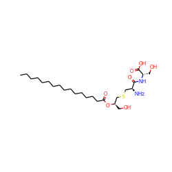 CCCCCCCCCCCCCCCC(=O)O[C@H](CO)CSC[C@H](N)C(=O)N[C@@H](CO)C(=O)O ZINC000073196566