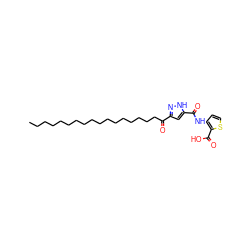 CCCCCCCCCCCCCCCCCC(=O)c1cc(C(=O)Nc2ccsc2C(=O)O)[nH]n1 ZINC000049781435