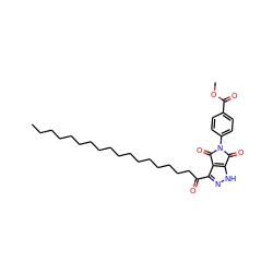 CCCCCCCCCCCCCCCCCC(=O)c1n[nH]c2c1C(=O)N(c1ccc(C(=O)OC)cc1)C2=O ZINC000049785241