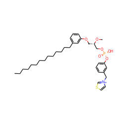 CCCCCCCCCCCCCCc1cccc(OC[C@@H](CO[P@@](=O)(O)Oc2cccc(C[n+]3ccsc3)c2)OC)c1 ZINC000038361381