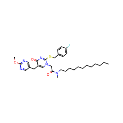 CCCCCCCCCCCCN(C)C(=O)Cn1cc(Cc2cnc(OC)nc2)c(=O)nc1SCc1ccc(F)cc1 ZINC000014114223