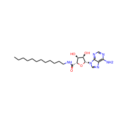 CCCCCCCCCCCCNC(=O)[C@H]1O[C@@H](n2cnc3c(N)ncnc32)[C@H](O)[C@@H]1O ZINC000036176857