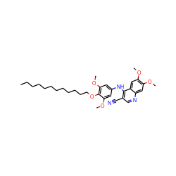 CCCCCCCCCCCCOc1c(OC)cc(Nc2c(C#N)cnc3cc(OC)c(OC)cc23)cc1OC ZINC000014945464