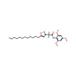 CCCCCCCCCCCCc1cc(C(C)(C)C(=O)Nc2c(OC)cc(OC)cc2OC)no1 ZINC000036331493