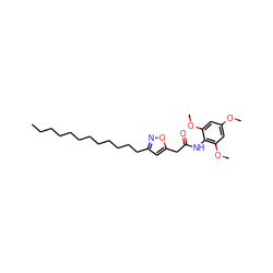 CCCCCCCCCCCCc1cc(CC(=O)Nc2c(OC)cc(OC)cc2OC)on1 ZINC000036331507