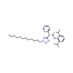 CCCCCCCCCCCCn1nnc([C@@H](C(=O)Nc2c(C(C)C)cccc2C(C)C)c2ccccn2)n1 ZINC000014263550