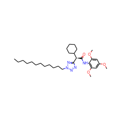 CCCCCCCCCCCCn1nnc([C@H](C(=O)Nc2c(OC)cc(OC)cc2OC)C2CCCCC2)n1 ZINC000014263536