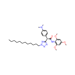 CCCCCCCCCCCCn1nnc([C@H](C(=O)Nc2c(OC)cc(OC)cc2OC)c2ccc(N(C)C)cc2)n1 ZINC000036331056