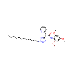 CCCCCCCCCCCCn1nnc([C@H](C(=O)Nc2c(OC)cc(OC)cc2OC)c2ccccn2)n1 ZINC000036331067