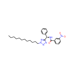 CCCCCCCCCCCCn1nnc([C@H](NC(=O)c2cccc([N+](=O)[O-])c2)c2ccccc2)n1 ZINC000036331316