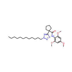 CCCCCCCCCCCCn1nnc(C2(C(=O)Nc3c(OC)cc(OC)cc3OC)CCCC2)n1 ZINC000036331032